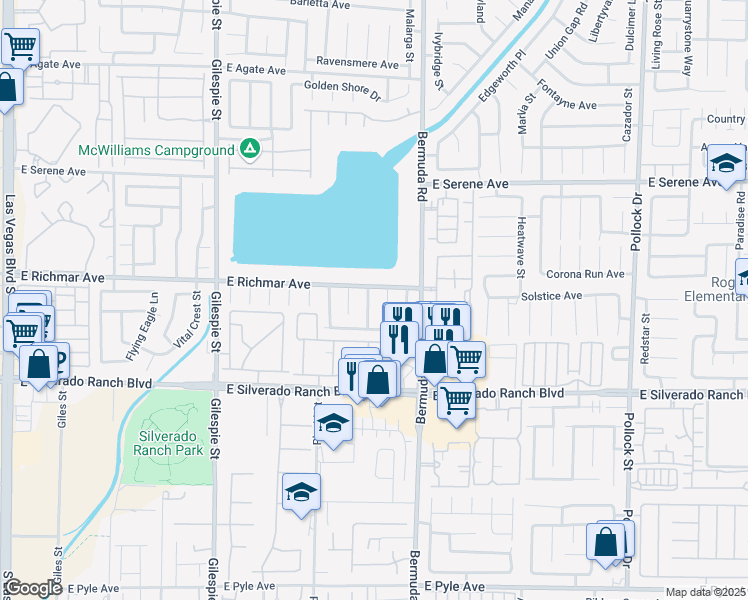 map of restaurants, bars, coffee shops, grocery stores, and more near 9524 Glen Iris Street in Las Vegas