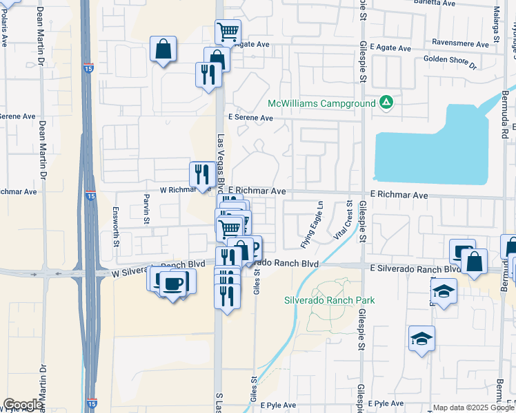 map of restaurants, bars, coffee shops, grocery stores, and more near 55 Belle Essence Ave in Las Vegas