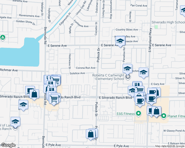 map of restaurants, bars, coffee shops, grocery stores, and more near 9530 Observer Street in Las Vegas