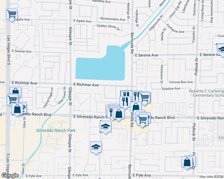 map of restaurants, bars, coffee shops, grocery stores, and more near 9521 Grand Fir Court in Las Vegas