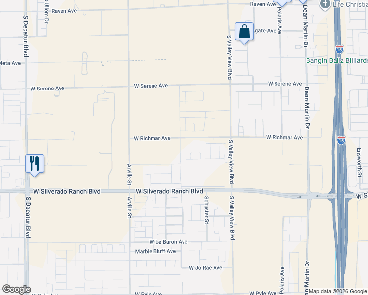 map of restaurants, bars, coffee shops, grocery stores, and more near 4005 West Richmar Avenue in Las Vegas