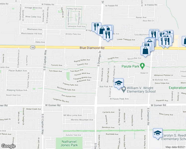 map of restaurants, bars, coffee shops, grocery stores, and more near 8669 Horizon Wind Avenue in Las Vegas