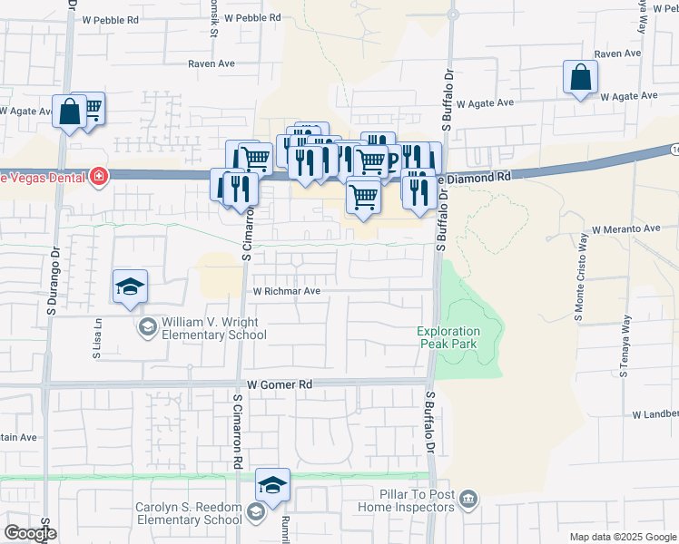 map of restaurants, bars, coffee shops, grocery stores, and more near 9460 Cormorant Lake Way in Las Vegas