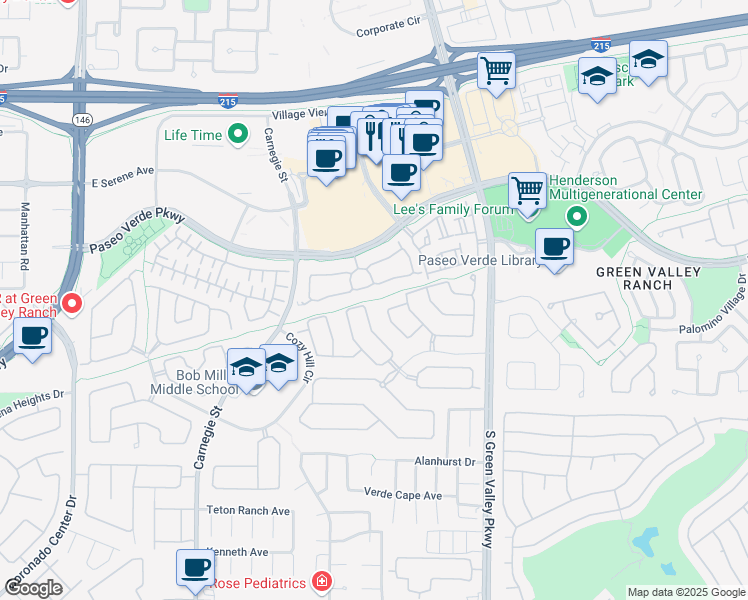 map of restaurants, bars, coffee shops, grocery stores, and more near Amargosa Trail in Henderson