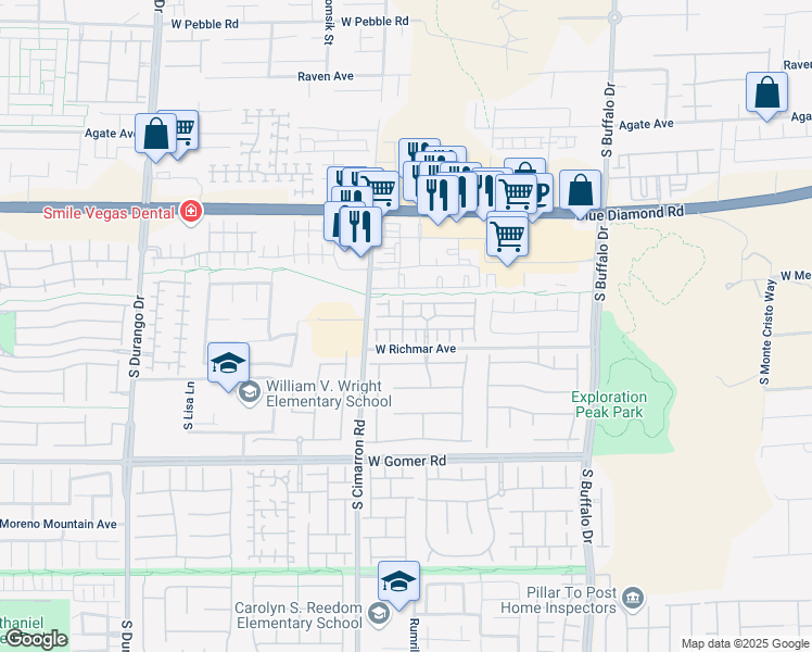 map of restaurants, bars, coffee shops, grocery stores, and more near 8128 Whiteriver Plateau Lane in Las Vegas