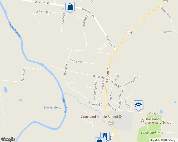 map of restaurants, bars, coffee shops, grocery stores, and more near 1040 Moran Road in Franklin