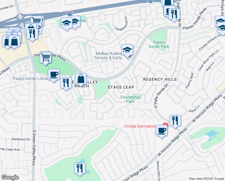 map of restaurants, bars, coffee shops, grocery stores, and more near 1986 Thunder Ridge Circle in Henderson