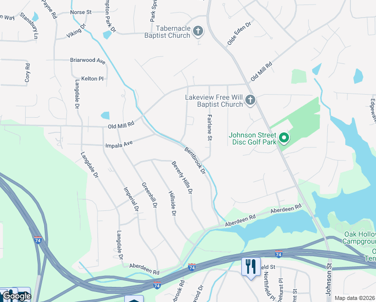 map of restaurants, bars, coffee shops, grocery stores, and more near 3699 Bentbrook Drive in High Point