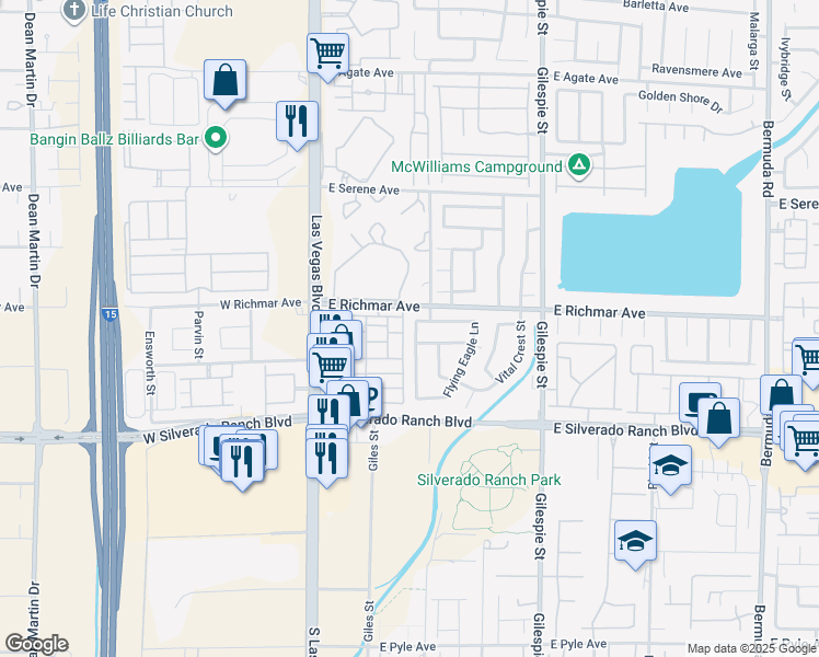 map of restaurants, bars, coffee shops, grocery stores, and more near 9527 Withering Pine Street in Las Vegas