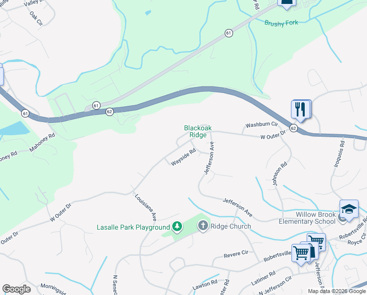 map of restaurants, bars, coffee shops, grocery stores, and more near 749 West Outer Drive in Oak Ridge