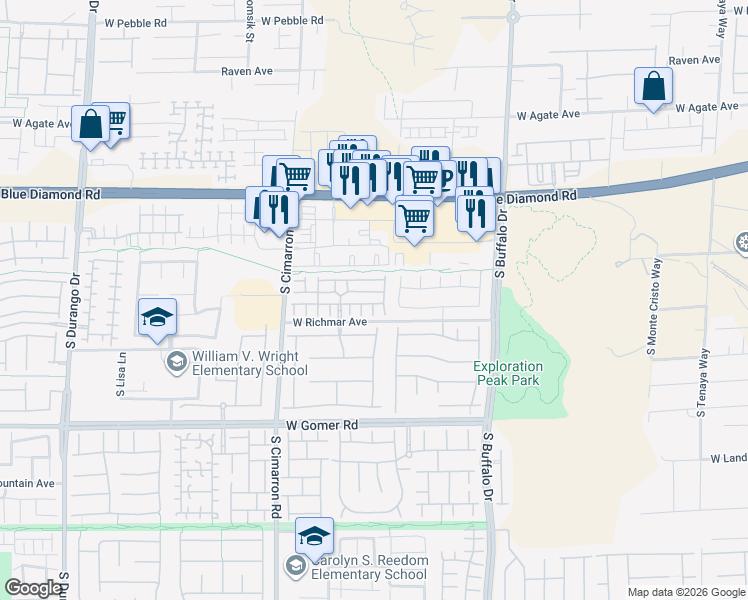 map of restaurants, bars, coffee shops, grocery stores, and more near 8026 Whiteriver Plateau Lane in Las Vegas