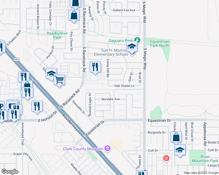 map of restaurants, bars, coffee shops, grocery stores, and more near 1031 Oak Shade Lane in Henderson