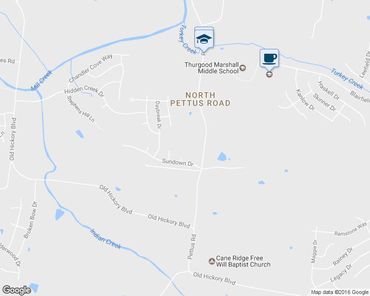 map of restaurants, bars, coffee shops, grocery stores, and more near 5929 Pettus Road in Nashville