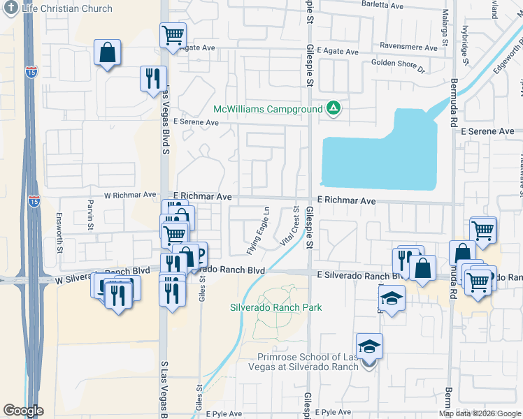 map of restaurants, bars, coffee shops, grocery stores, and more near 127 Willow Dove Avenue in Las Vegas