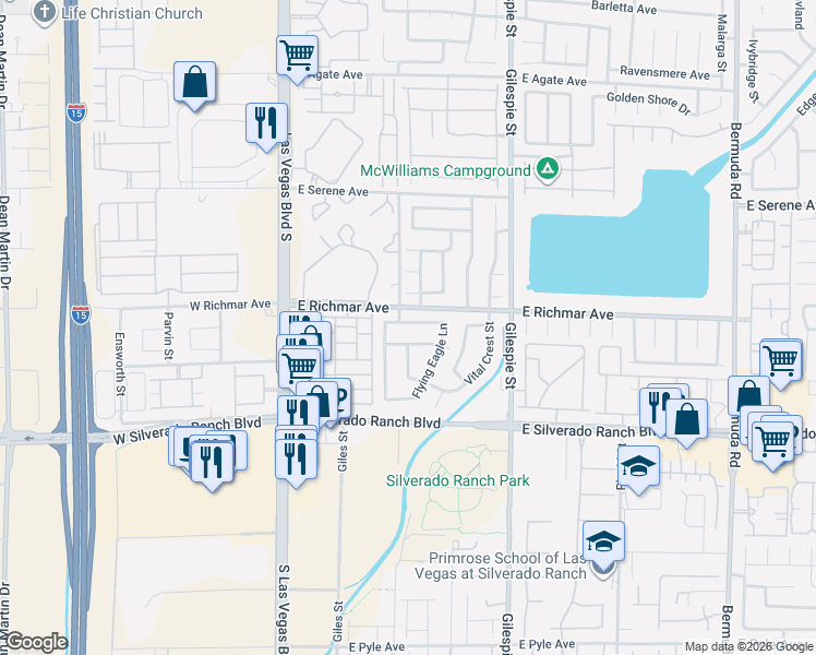 map of restaurants, bars, coffee shops, grocery stores, and more near 127 Willow Dove Avenue in Las Vegas