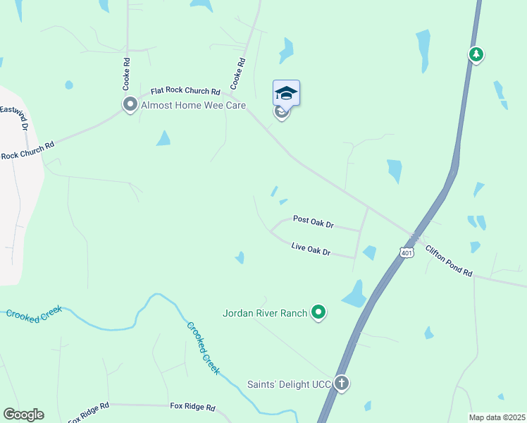 map of restaurants, bars, coffee shops, grocery stores, and more near 170 Live Oak Drive in Louisburg