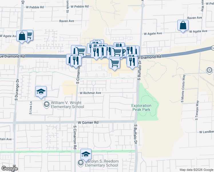 map of restaurants, bars, coffee shops, grocery stores, and more near 9460 Cormorant Lake Way in Las Vegas