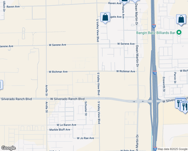 map of restaurants, bars, coffee shops, grocery stores, and more near 9534 Marsh Aster Street in Las Vegas
