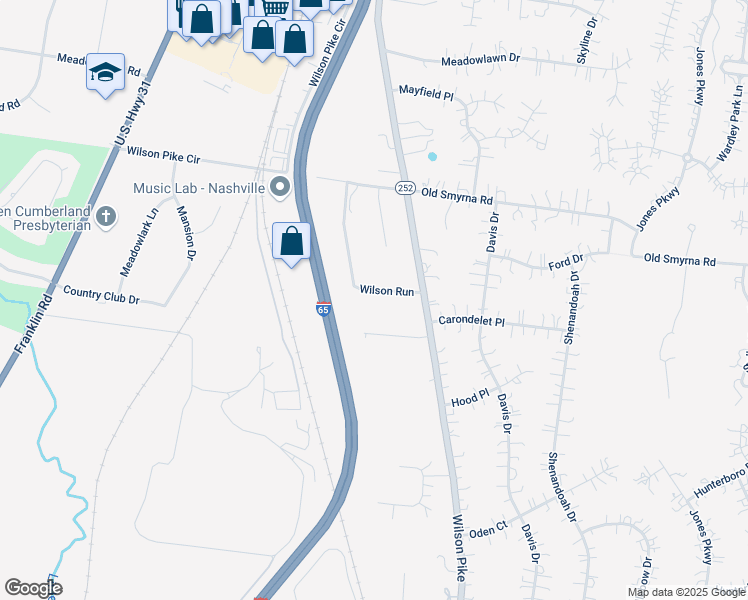 map of restaurants, bars, coffee shops, grocery stores, and more near 523 Wilson Run in Brentwood