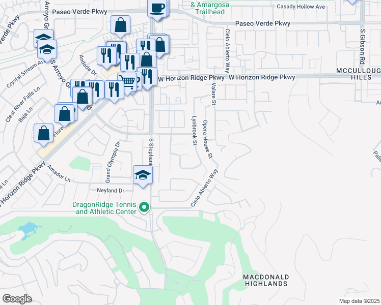 map of restaurants, bars, coffee shops, grocery stores, and more near 1366 Pleasant Ridge Ave in Henderson
