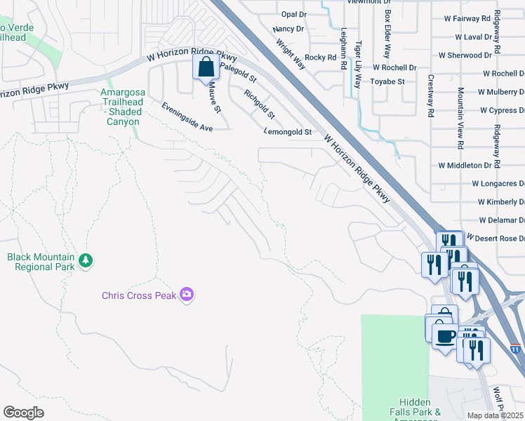 map of restaurants, bars, coffee shops, grocery stores, and more near 318 Shaded Canyon Drive in Henderson