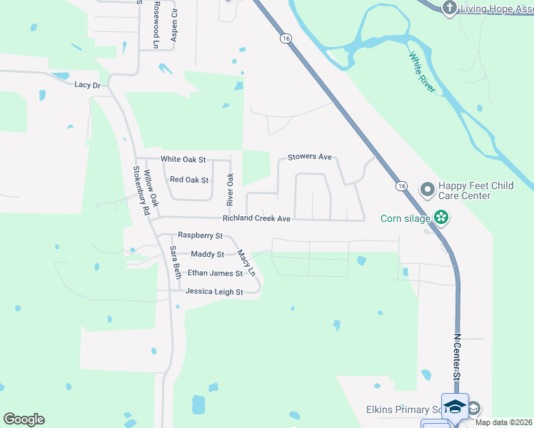 map of restaurants, bars, coffee shops, grocery stores, and more near 1384 Hillis Place in Elkins