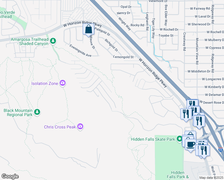 map of restaurants, bars, coffee shops, grocery stores, and more near 318 Shaded Canyon Drive in Henderson