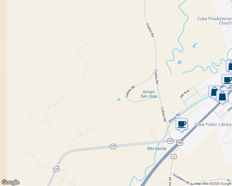 map of restaurants, bars, coffee shops, grocery stores, and more near 101 Cubita Road in Cuba