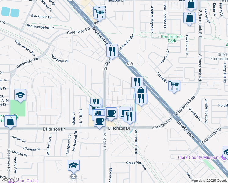 map of restaurants, bars, coffee shops, grocery stores, and more near 729 Heritage Vista Avenue in Henderson