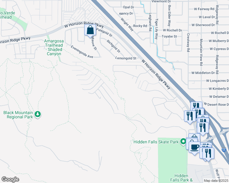 map of restaurants, bars, coffee shops, grocery stores, and more near Amargosa Trail in Henderson