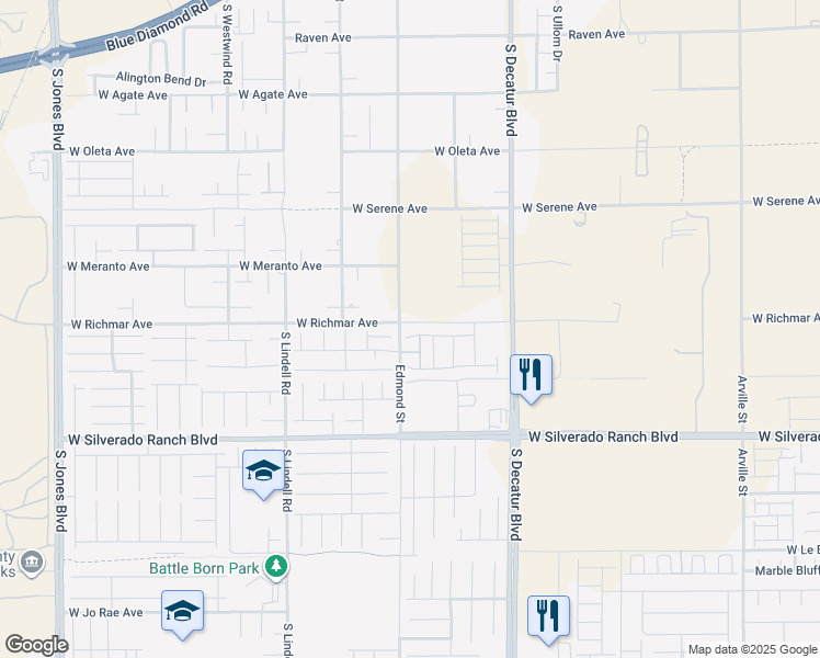 map of restaurants, bars, coffee shops, grocery stores, and more near 9485 Edmond Street in Las Vegas