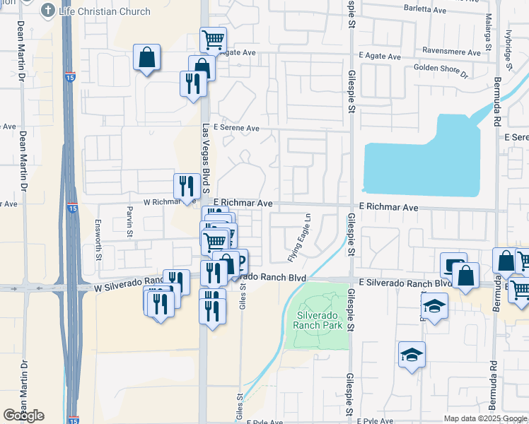 map of restaurants, bars, coffee shops, grocery stores, and more near 9511 Withering Pine Street in Las Vegas