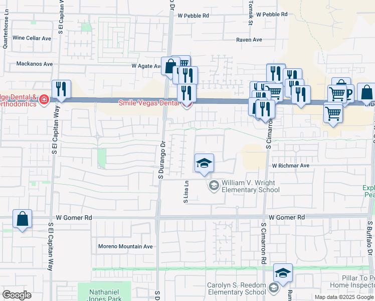 map of restaurants, bars, coffee shops, grocery stores, and more near 9402 Borough Park Street in Las Vegas