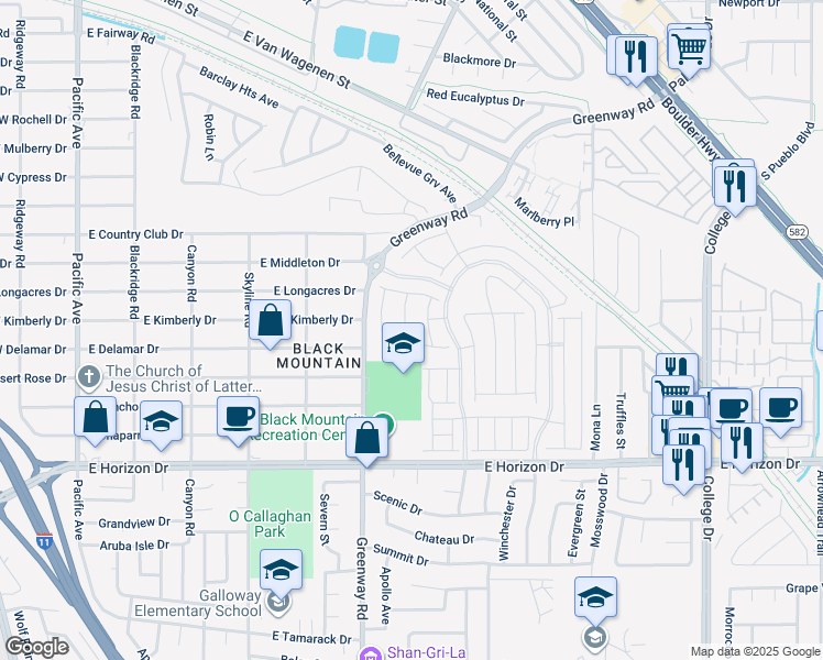 map of restaurants, bars, coffee shops, grocery stores, and more near 296 Fossil Falls Street in Henderson
