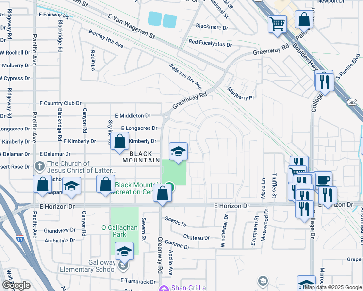 map of restaurants, bars, coffee shops, grocery stores, and more near 296 Fossil Falls Street in Henderson