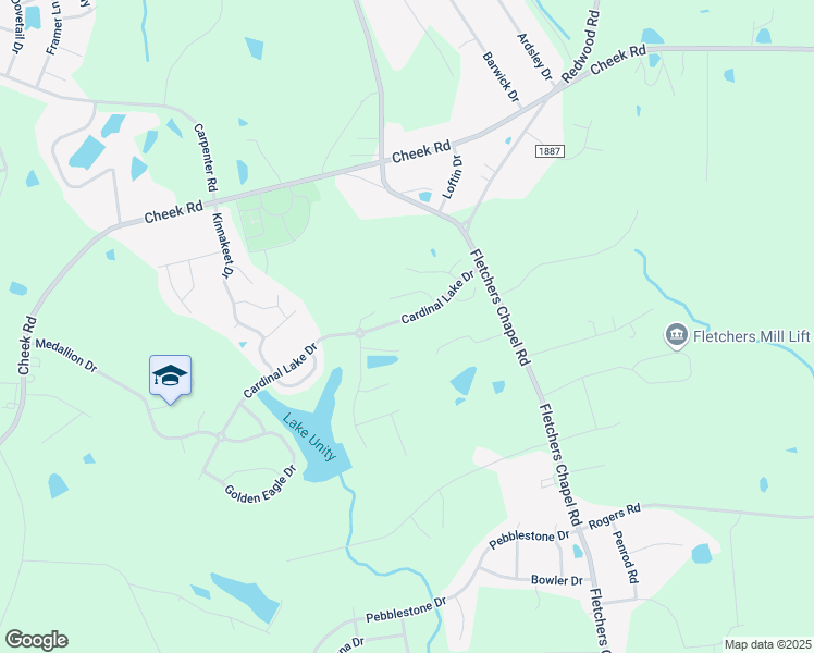 map of restaurants, bars, coffee shops, grocery stores, and more near 3618 Cardinal Lake Street in Durham