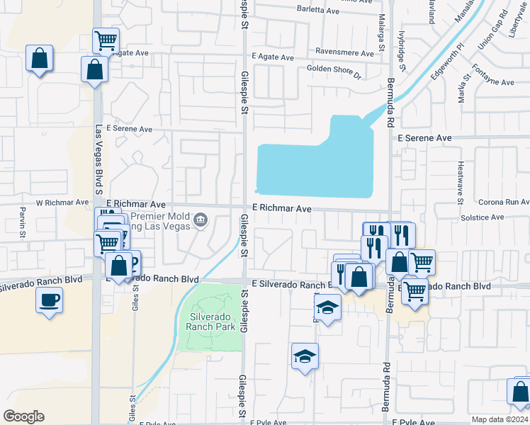 map of restaurants, bars, coffee shops, grocery stores, and more near 9509 Swiss Stone Court in Las Vegas