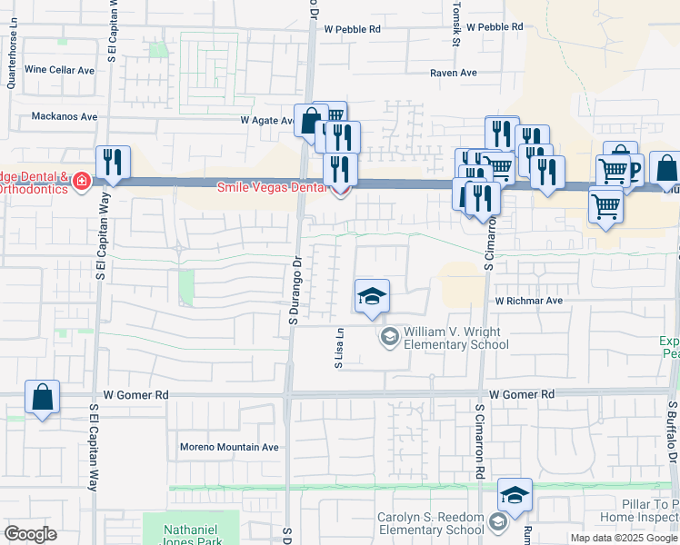 map of restaurants, bars, coffee shops, grocery stores, and more near 9402 Borough Park Street in Las Vegas