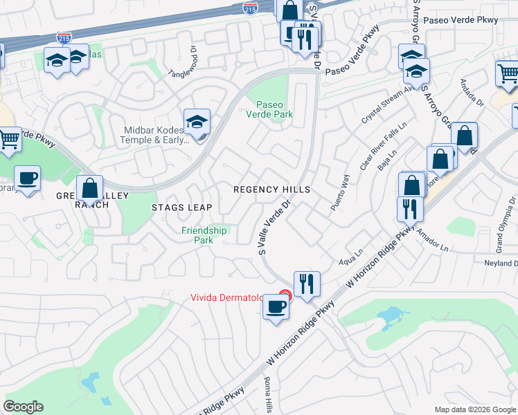 map of restaurants, bars, coffee shops, grocery stores, and more near 286 Canyon Spirit Drive in Henderson