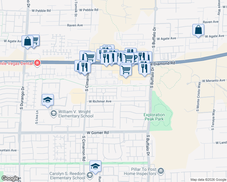map of restaurants, bars, coffee shops, grocery stores, and more near 9460 Cormorant Lake Way in Las Vegas