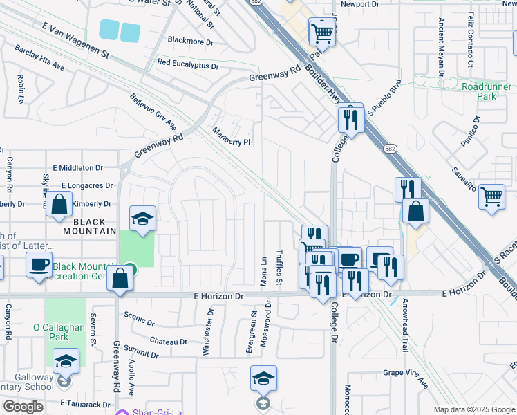map of restaurants, bars, coffee shops, grocery stores, and more near 288 Whitney Crest St. in Henderson