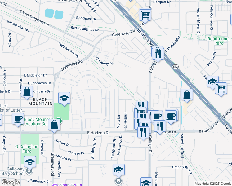 map of restaurants, bars, coffee shops, grocery stores, and more near 288 Whitney Crest St. in Henderson