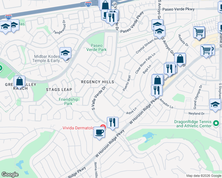 map of restaurants, bars, coffee shops, grocery stores, and more near 286 Fairmeadow Street in Henderson