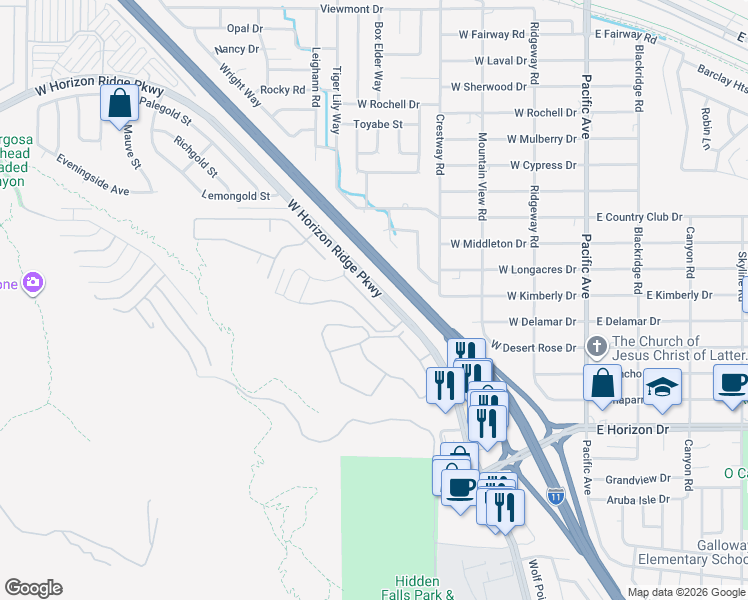 map of restaurants, bars, coffee shops, grocery stores, and more near 300 Rain Quail Way in Henderson