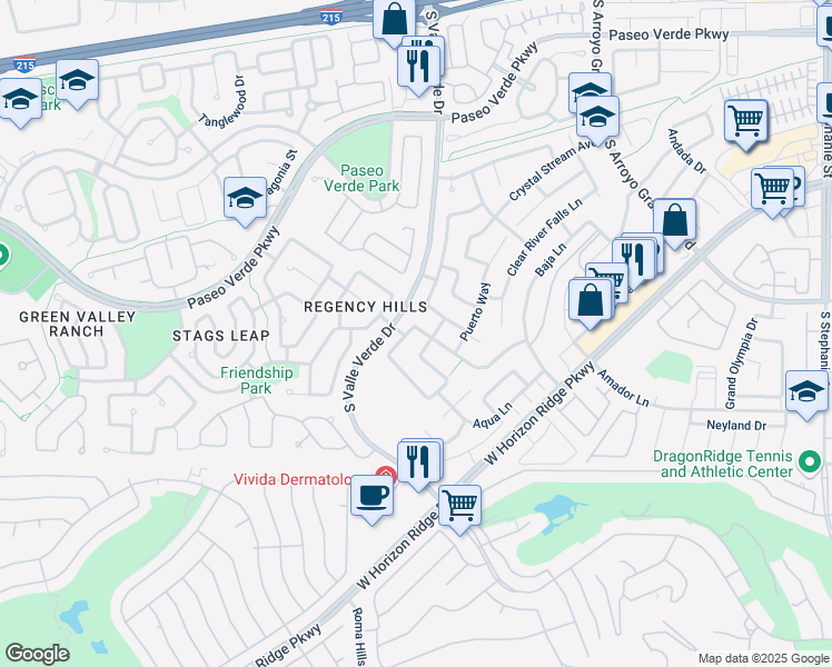 map of restaurants, bars, coffee shops, grocery stores, and more near 286 Fairmeadow Street in Henderson