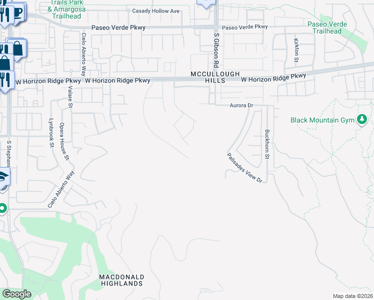 map of restaurants, bars, coffee shops, grocery stores, and more near Westridge Drive in Henderson
