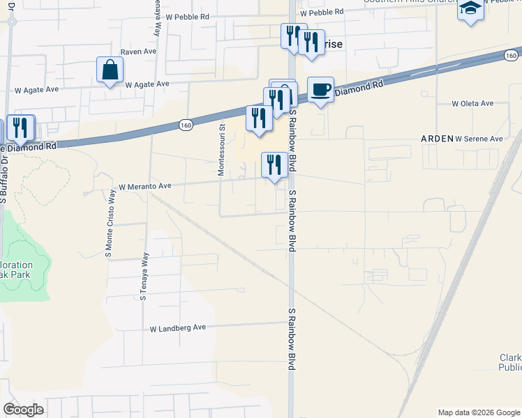map of restaurants, bars, coffee shops, grocery stores, and more near 6990 West Richmar Avenue in Las Vegas