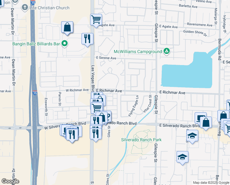 map of restaurants, bars, coffee shops, grocery stores, and more near 9527 Withering Pine Street in Las Vegas