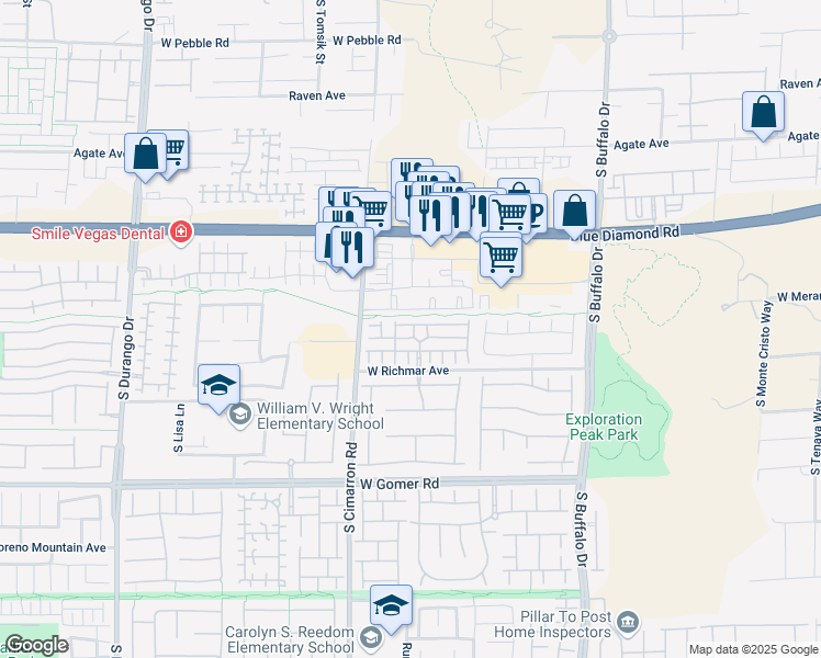 map of restaurants, bars, coffee shops, grocery stores, and more near 8128 Whiteriver Plateau Lane in Las Vegas