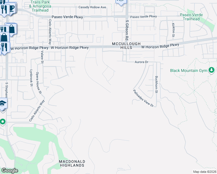 map of restaurants, bars, coffee shops, grocery stores, and more near Westridge Drive in Henderson
